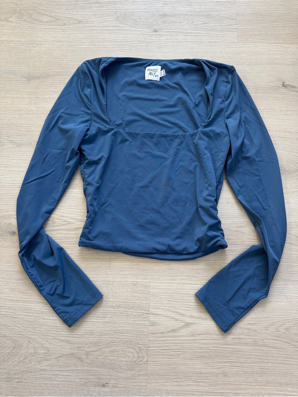 Princess Polly Navy Square Neck Long Sleeve Top